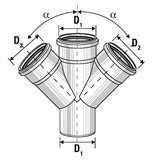 PP Двоен разклонител, ф110/110 67°30 0